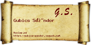 Gubics Sándor névjegykártya