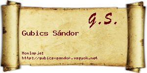 Gubics Sándor névjegykártya